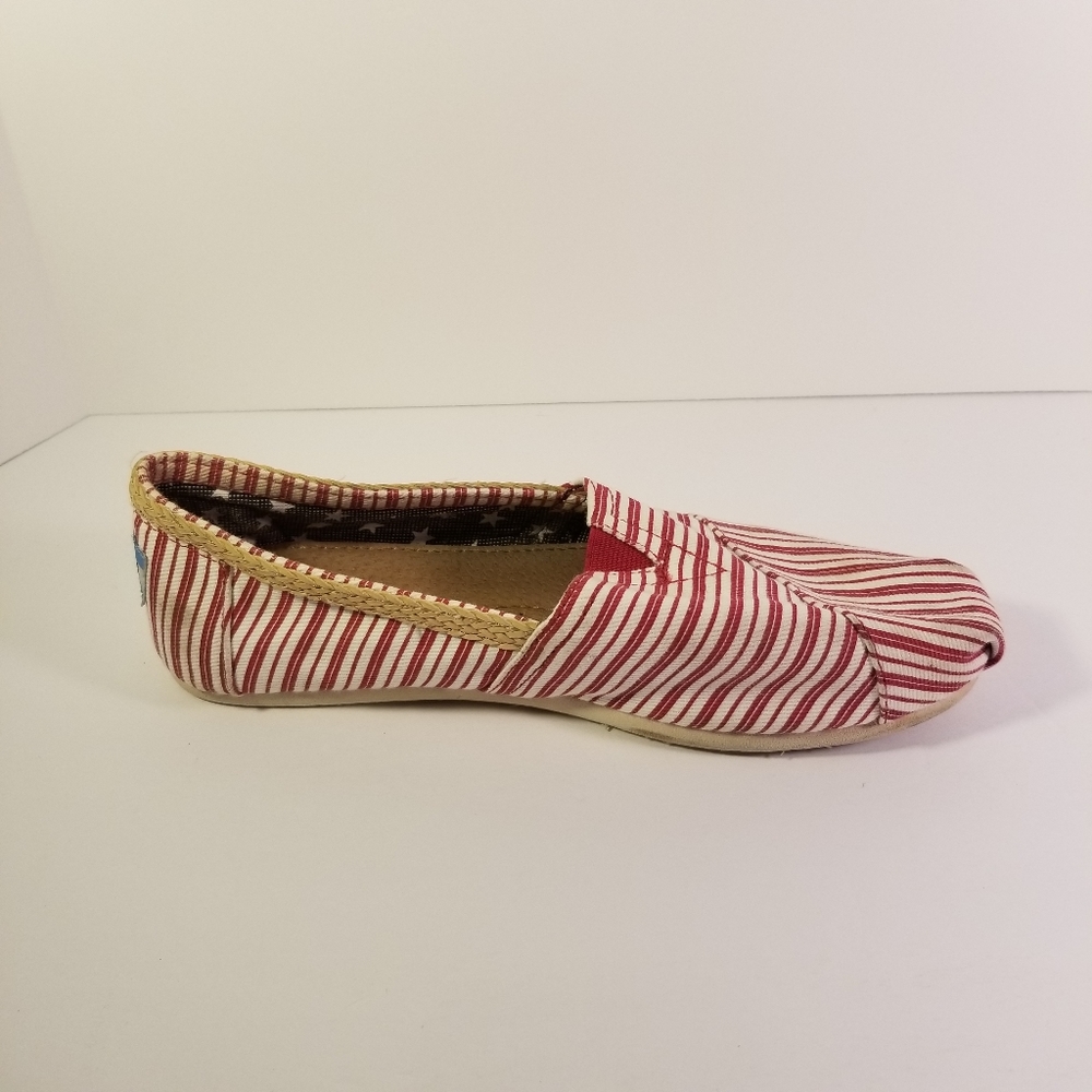 Toms Slip On Flats Striped 7.5 Women's Red White - Picture 2 of 8